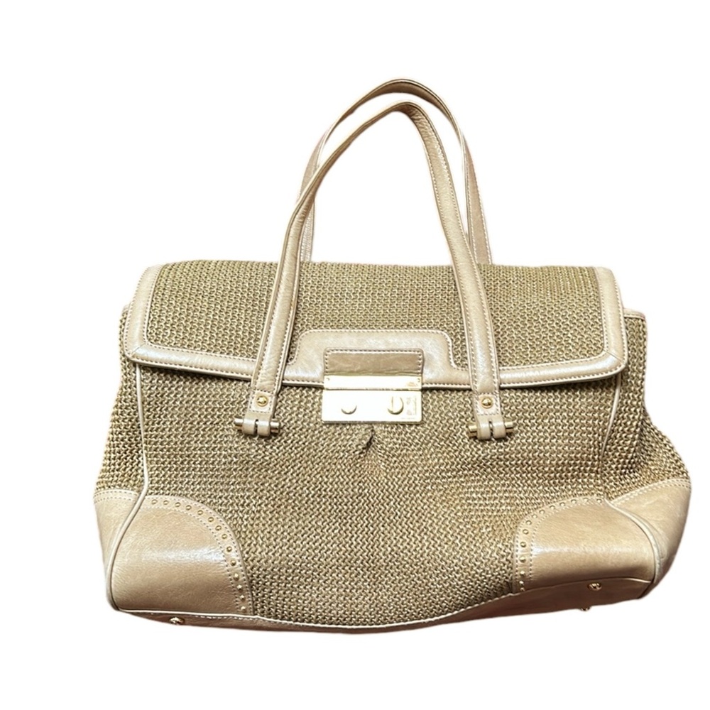 Talbots  Woven Textured Leather Shoulder Bag Tan